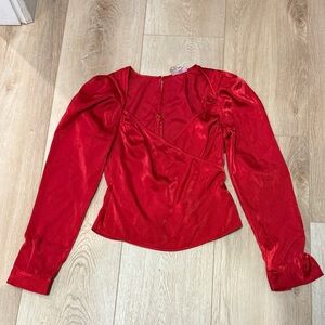 LPA Red Satin Blouse